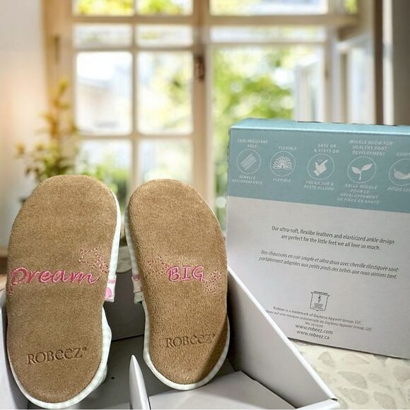 NWT Robeez Giraffe Reach for the Stars Soft Soles Stripe Baby Infant Crib Shoes - Picture 7 of 9